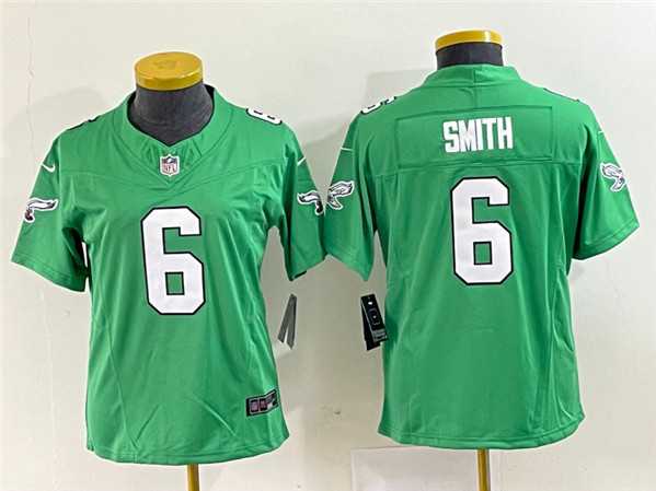 Women%27s Philadelphia Eagles #6 DeVonta Smith Green 2023 F.U.S.E. Stitched Football Jersey(Run Small)->women nfl jersey->Women Jersey